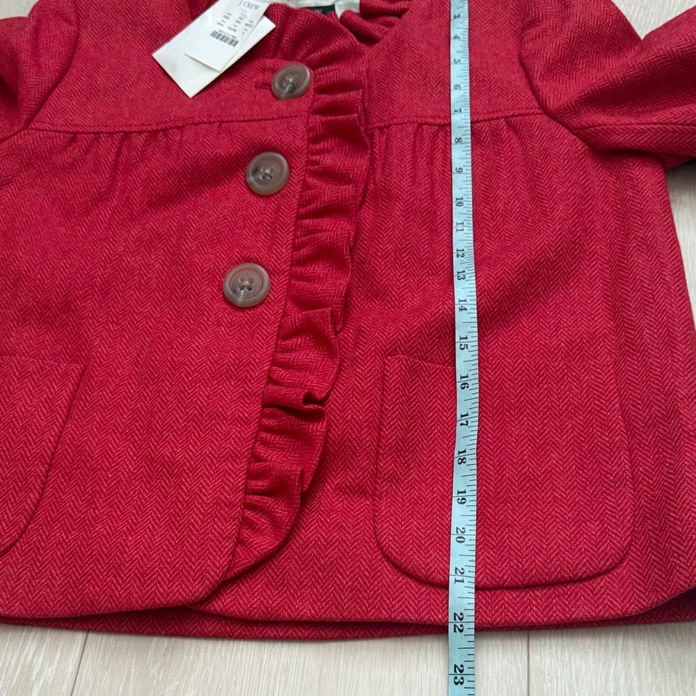 J. Crew Red Ruffle Button Jacket - Picture 6 of 8